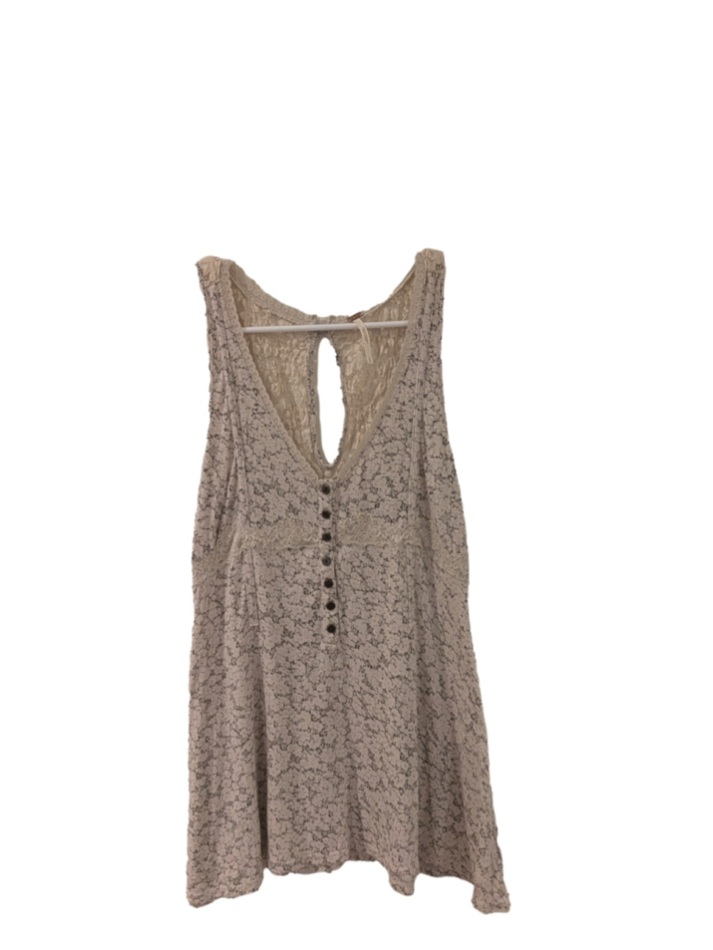 Free People Boho Floral Lace Button Front Tank Top Beige Size S - Picture 2 of 7